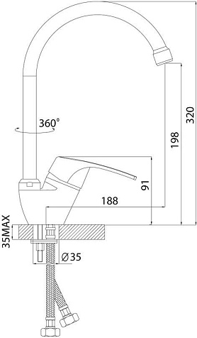 Смеситель для мойки Rossinka D40-23, хром купить в СОМ