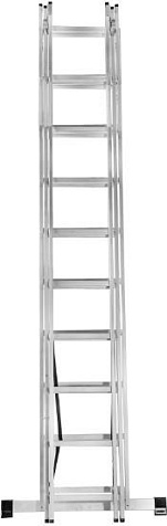 Лестница 3-х секционная Вихрь, 10 ступеней, алюминиевая купить в СОМ