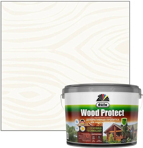Пропитка защитно-декоративная Dufa WOOD PROTECT, белый, 2.5 л купить в СОМ