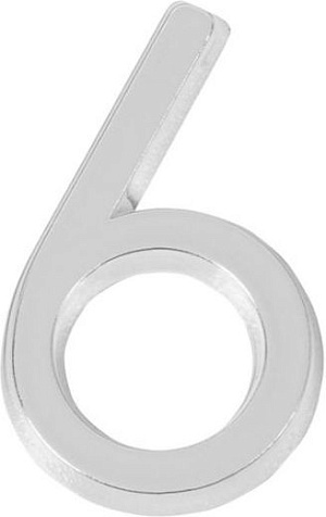 Номер квартирный самоклеящийся FUARO "6" CP хром купить в СОМ