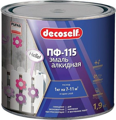 Эмаль ПФ-115 Pufas Decoself, черный, 1.9 кг купить в СОМ