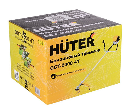 Триммер бензиновый HUTER GGT-2000 4Т, 2000 Вт, 4-х тактный, неразборная штанга, ремень, леска, нож купить в СОМ