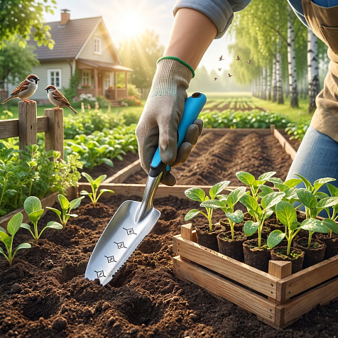 Совок посадочный OLOV Эрго узкий, эргономичная рукоятка купить в СОМ