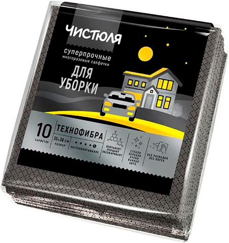 Салфетка Чистюля технофибра суперпрочная 10шт купить в СОМ